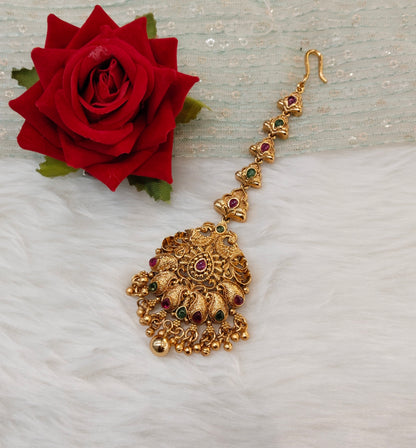Gold polki Tikka Jewellery Headpiece Set