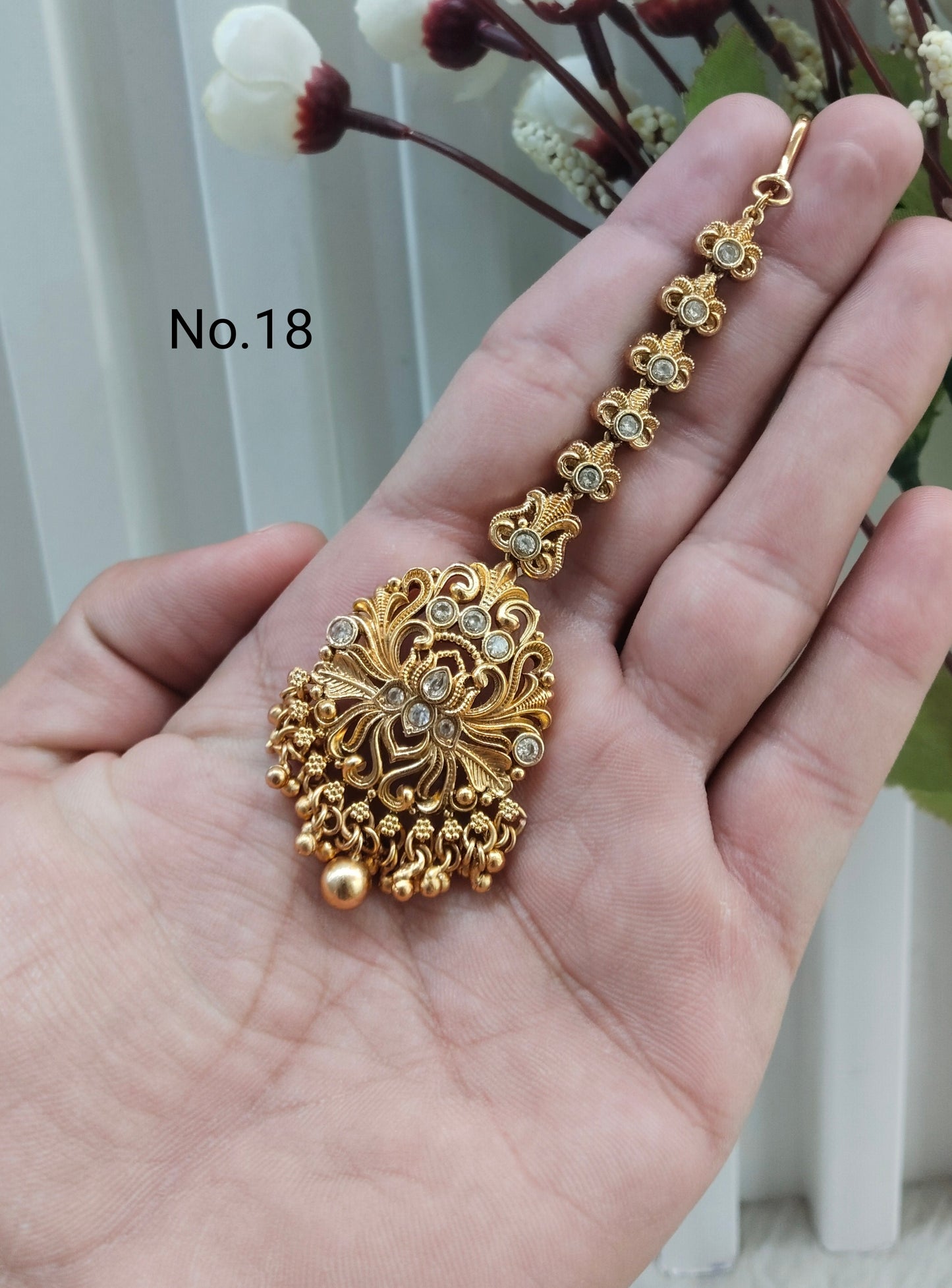 Gold polki Tikka Jewellery Headpiece Set