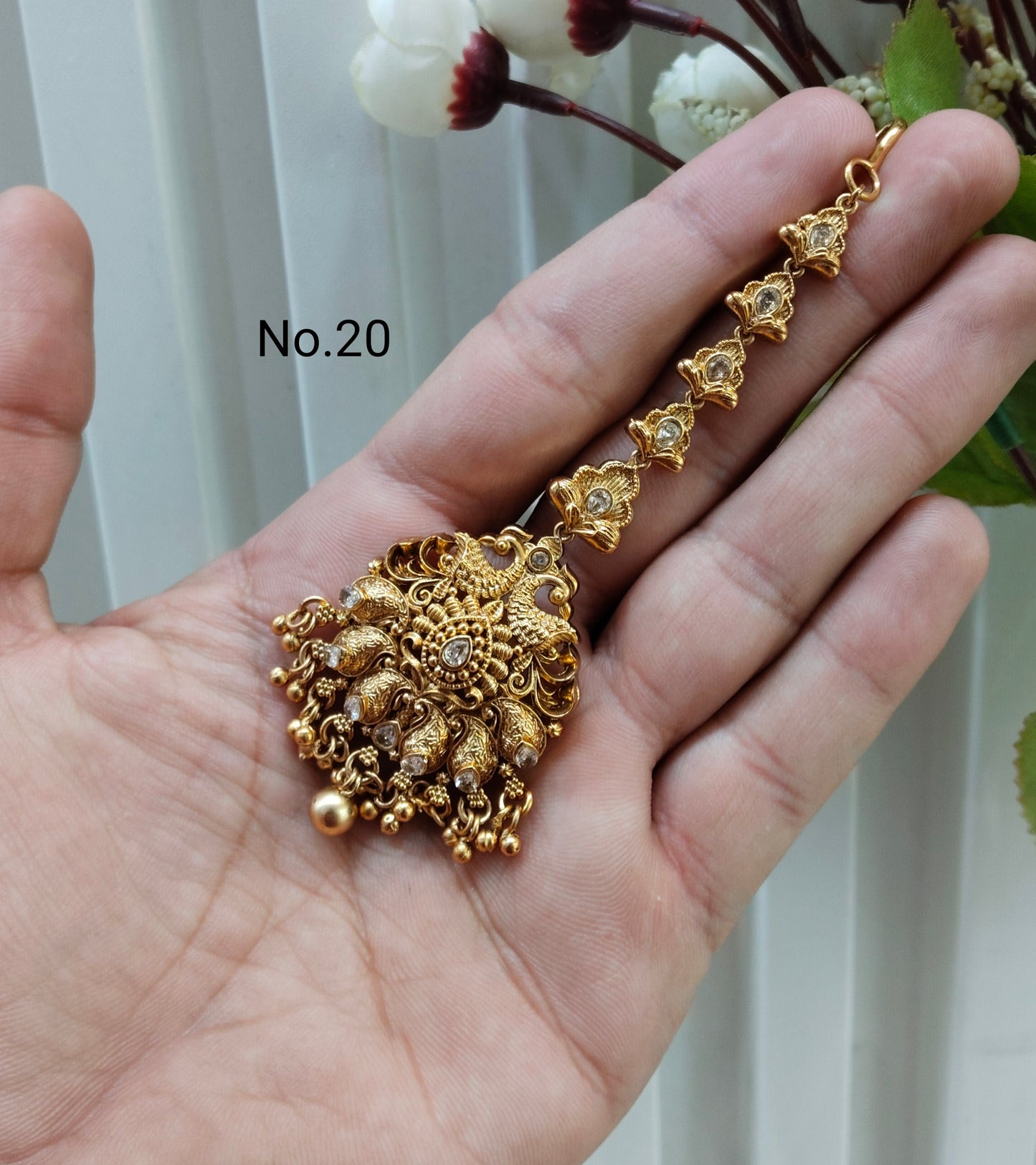 Gold polki Tikka Jewellery Headpiece Set