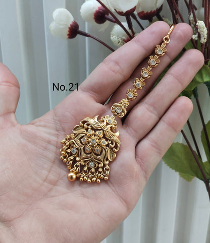 Gold polki Tikka Jewellery Headpiece Set