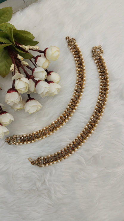 Antique Gold Anklets Jhanjar Payal Jewellery  Set