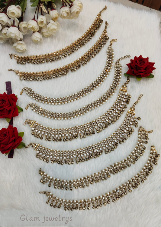 Antique Gold Anklets Jhanjar Payal Jewellery  Set