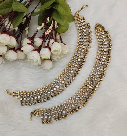 Antique Gold Anklets Jhanjar Payal Jewellery  Set