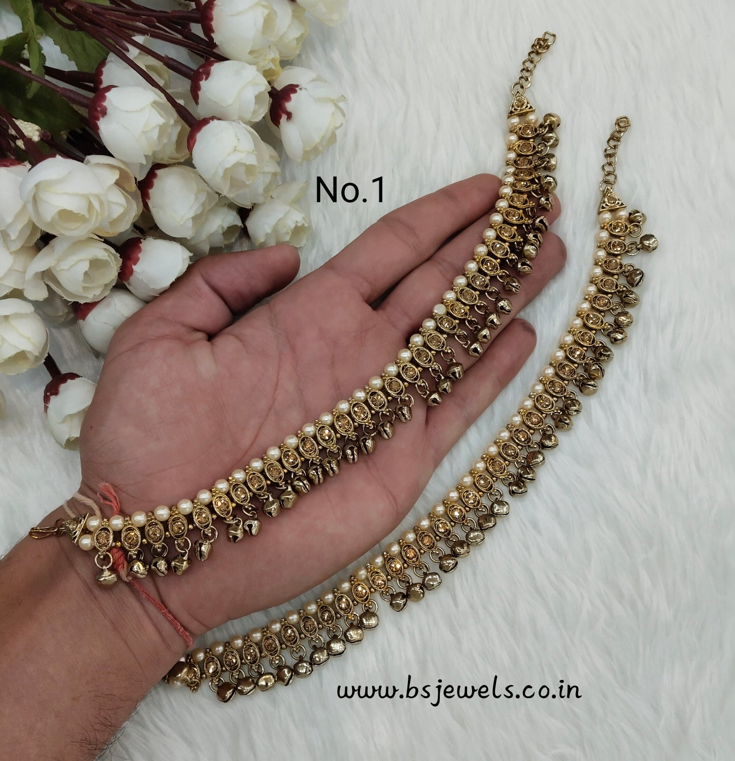 Antique Gold Anklets Jhanjar Payal Jewellery  Set