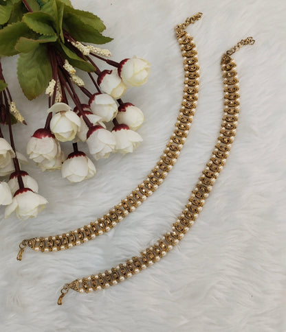 Antique Gold Anklets Jhanjar Payal Jewellery  Set