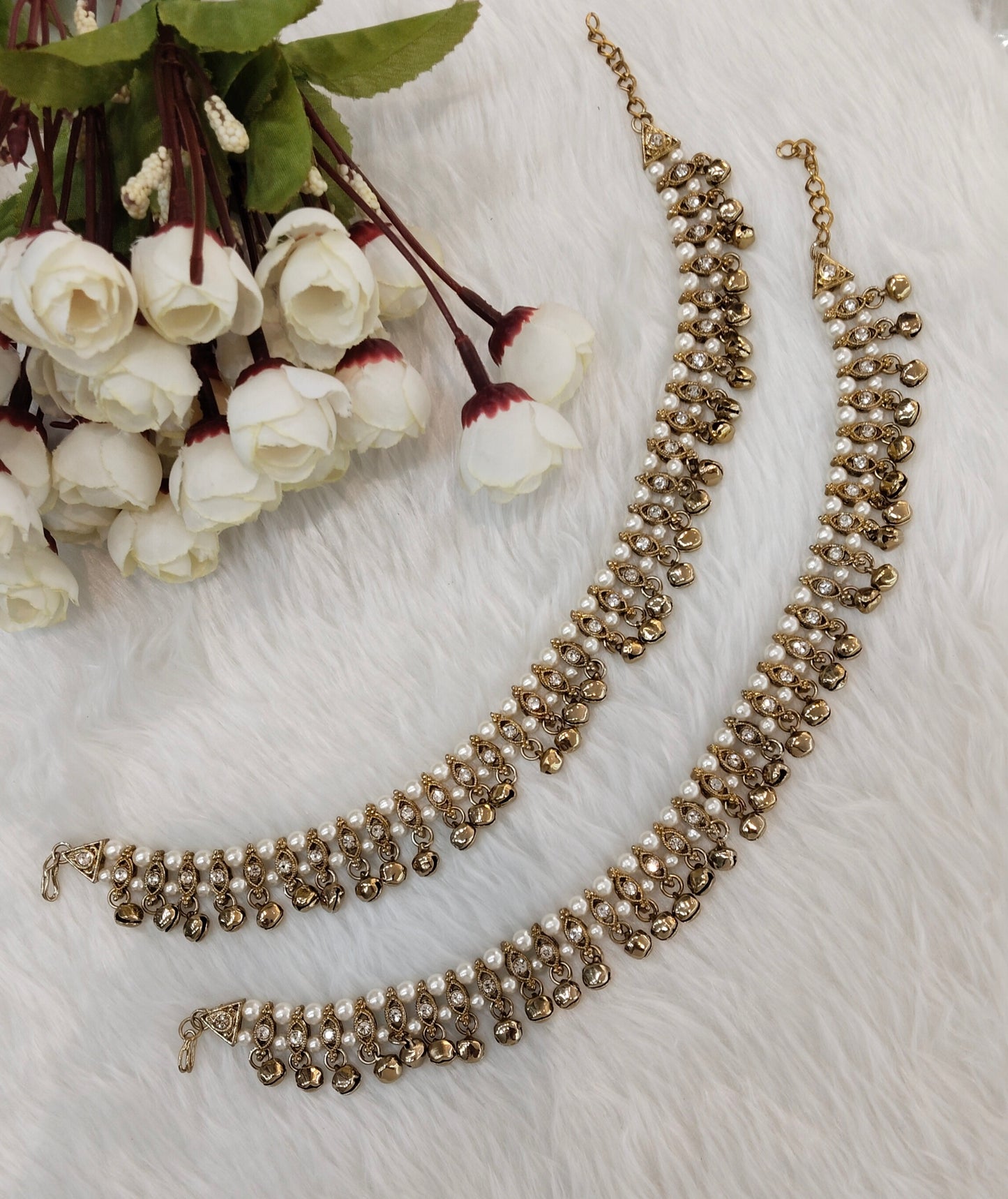 Antique Gold Anklets Jhanjar Payal Jewellery  Set