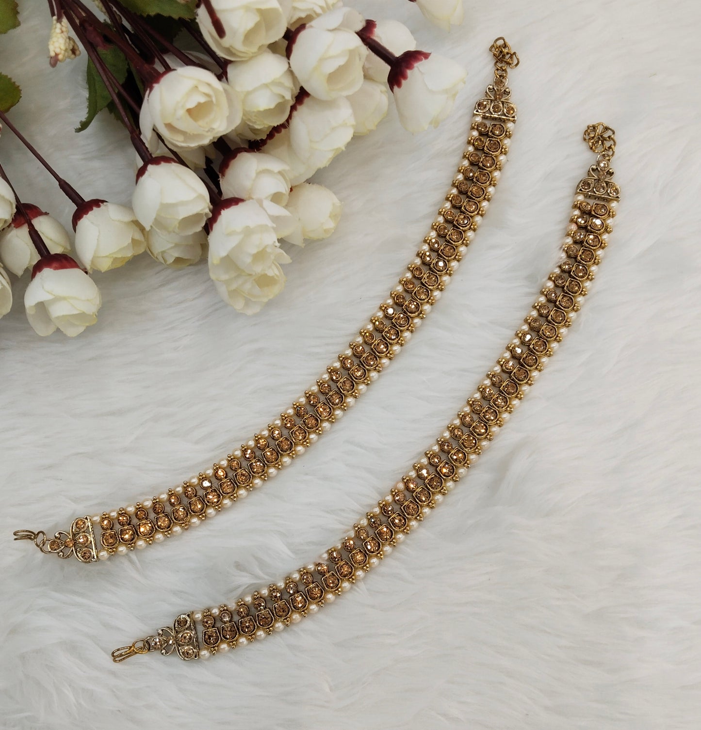 Antique Gold Anklets Jhanjar Payal Jewellery  Set