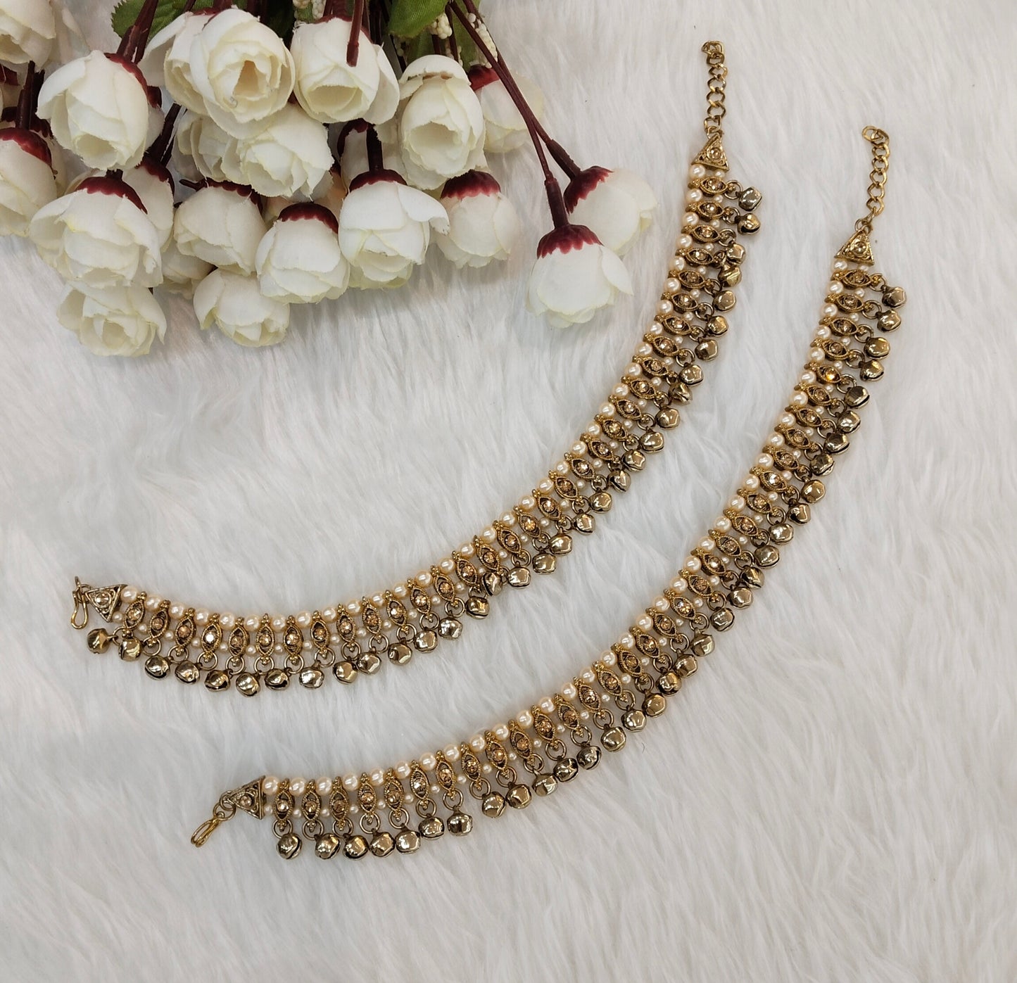 Antique Gold Anklets Jhanjar Payal Jewellery  Set