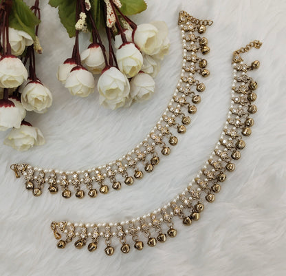 Antique Gold Anklets Jhanjar Payal Jewellery  Set