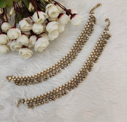 Antique Gold Anklets Jhanjar Payal Jewellery  Set