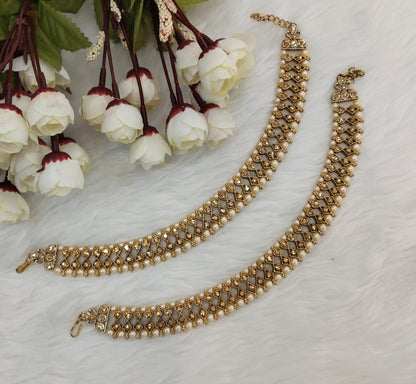 Antique Gold Anklets Jhanjar Payal Jewellery  Set
