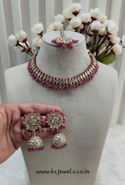 Ruby Antique Gold Necklace Jewellery Naman Set