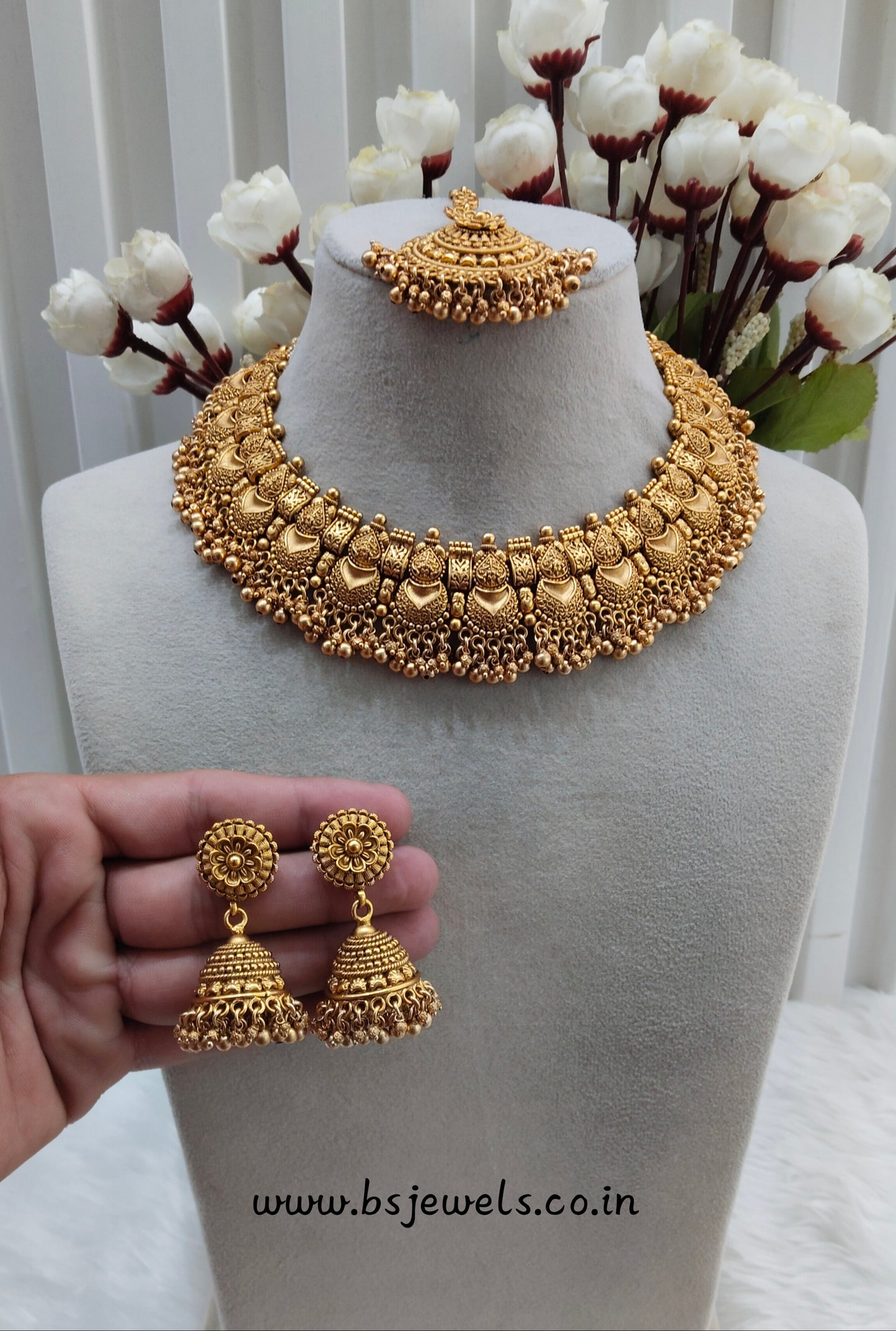 Gold Polki Necklace Jewelry Selvi Set