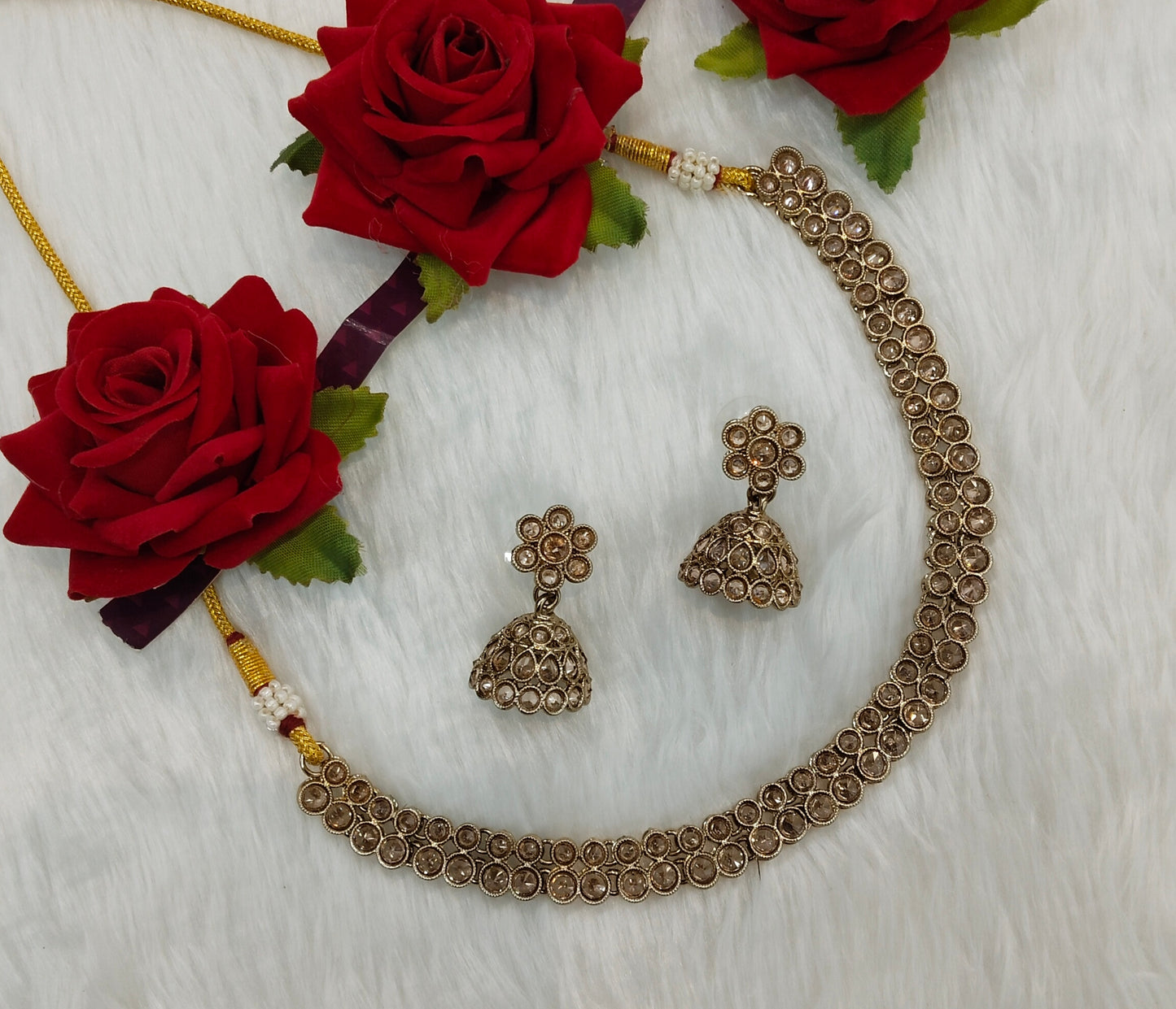 Antique Gold Necklace Jewellery Nitish Set