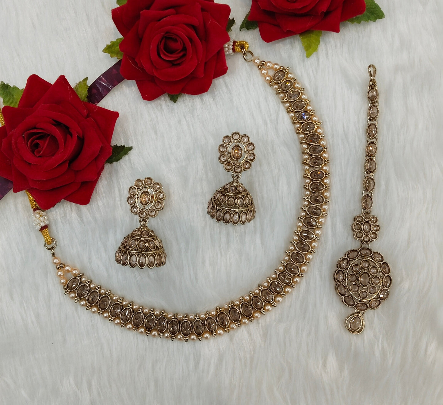 Antique Gold Necklace Jewellery Nitish Set