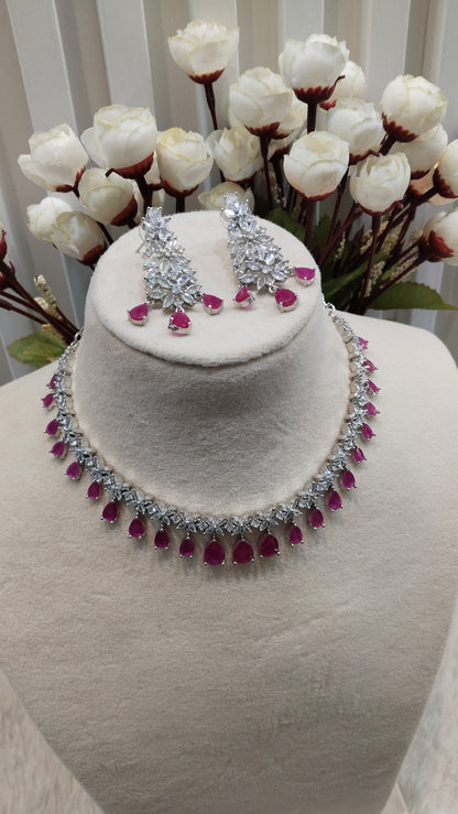 Ruby Silver CZ Necklace Jewellery Marker Set
