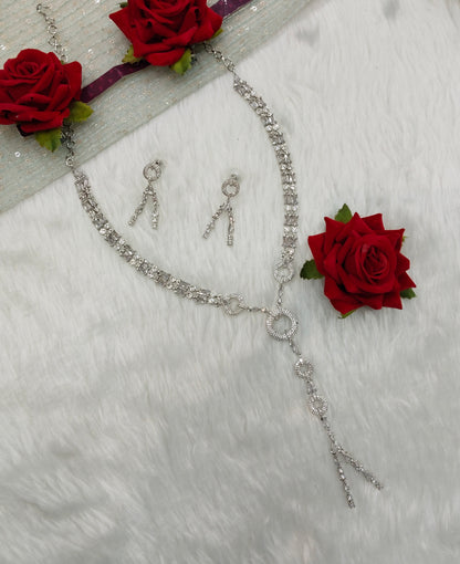White Silver CZ Necklace Jewellery Jaysurya Set