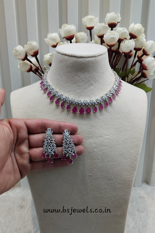 Ruby Silver CZ Necklace Jewellery Marker Set