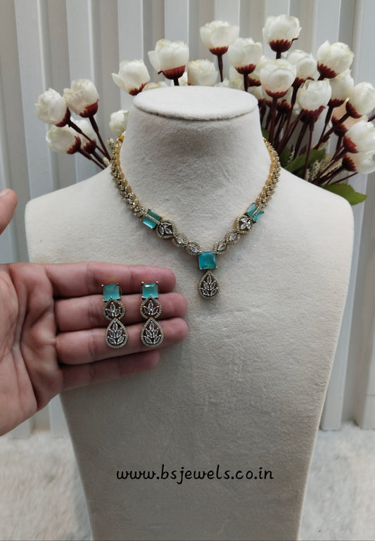 Sea Geen Antique Gold CZ Necklace Jewellery Peterson Set