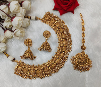 Gold Polki Necklace Jewelry Selvi Set