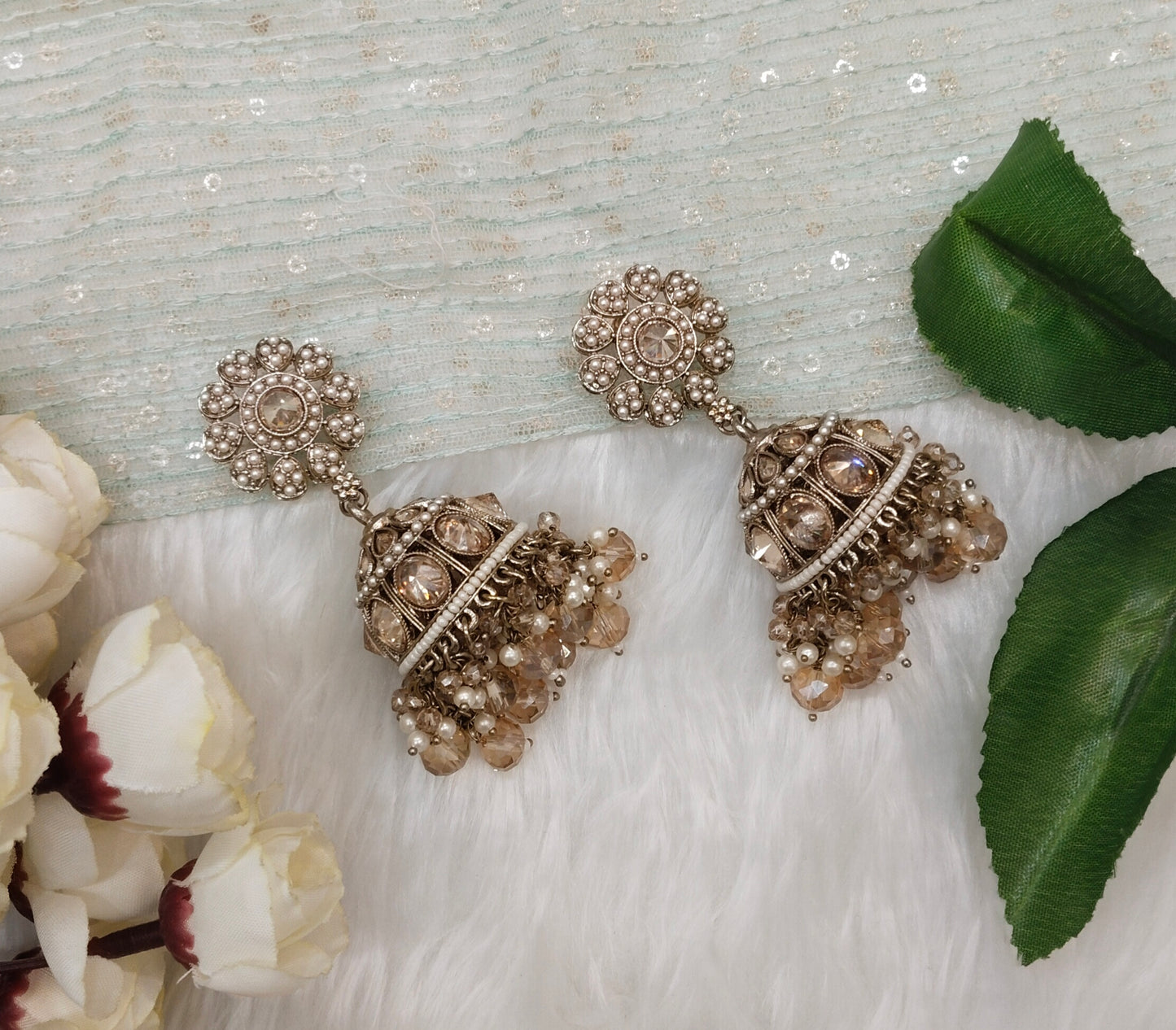 Antique Gold Jhumki Bollywood Ghatak Earrings