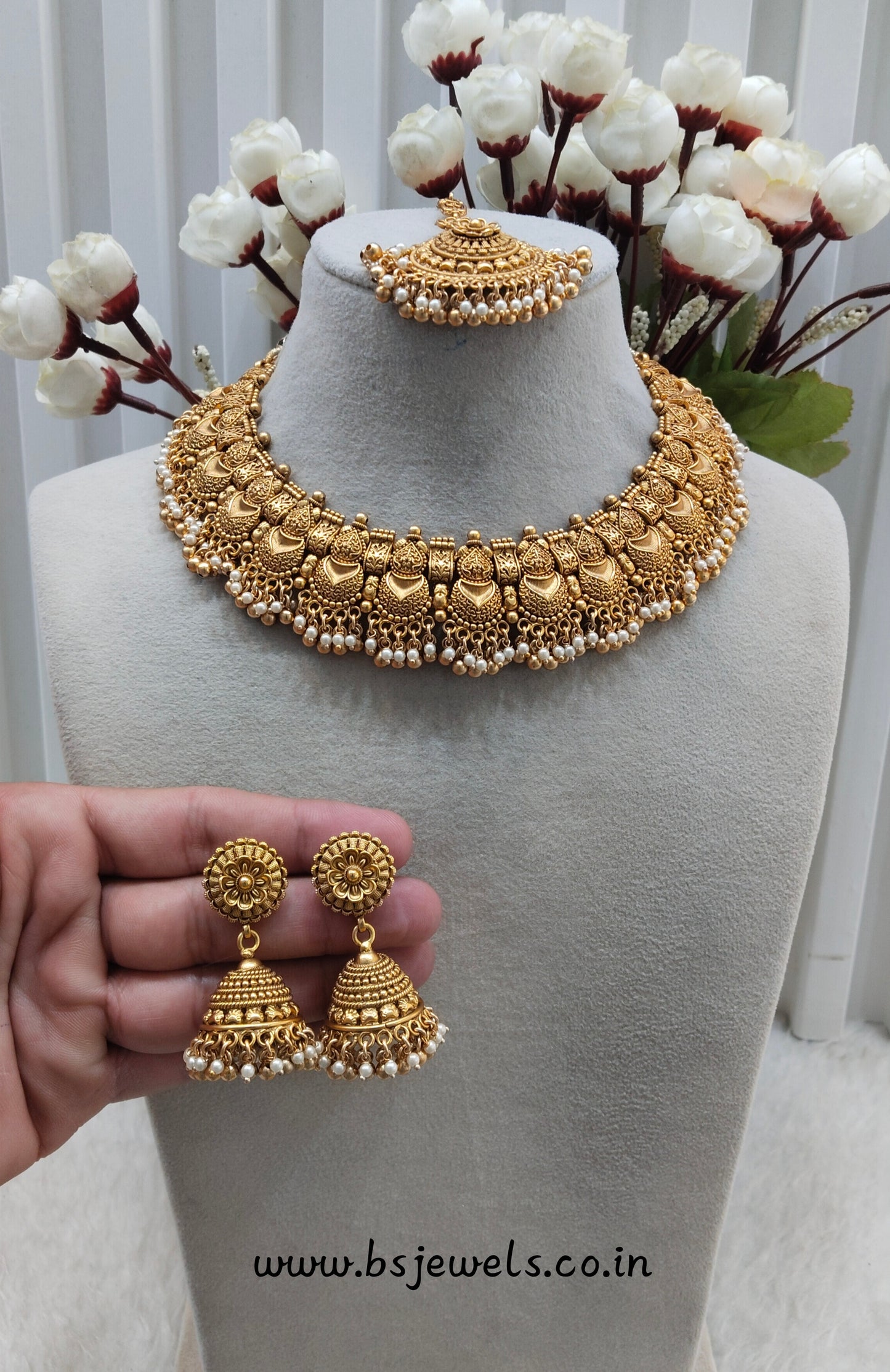Gold Polki Necklace Jewelry Selvi Set