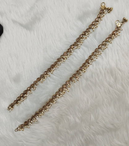 Antique Gold Anklets Jhanjar Payal Jewellery  Set