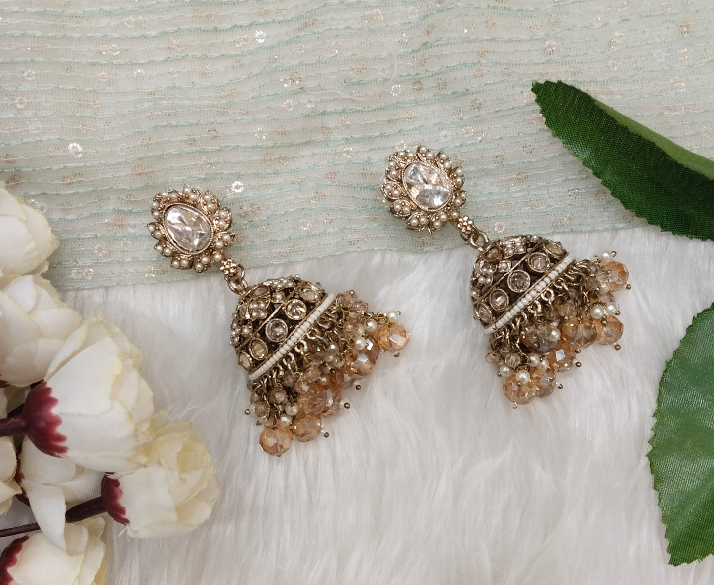 Antique Gold Jhumki Bollywood Ghatak Earrings