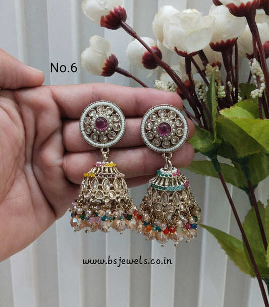 Multi Color Antique Gold Jhumki Bollywood Ghatak Earrings