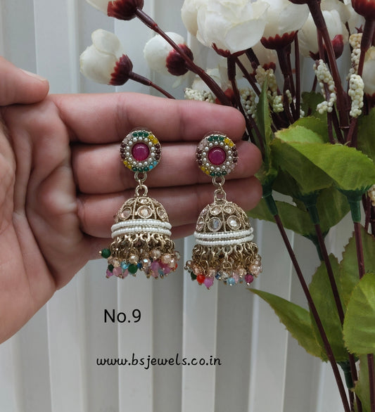 Multi Color Antique Gold Jhumki Bollywood Ghatak Earrings