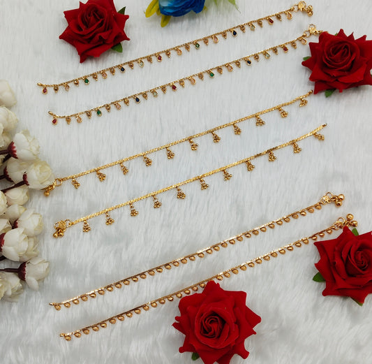 Gold Anklets Jhanjar Payal Jewellery  Set