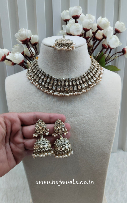 Antique Gold Necklace Jewellery Gora Set