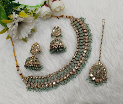Pista Antique Gold Necklace Jewellery Gora Set