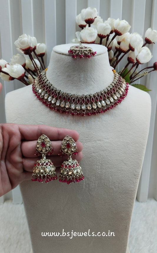 Majenta Antique Gold Necklace Jewellery Gora Set