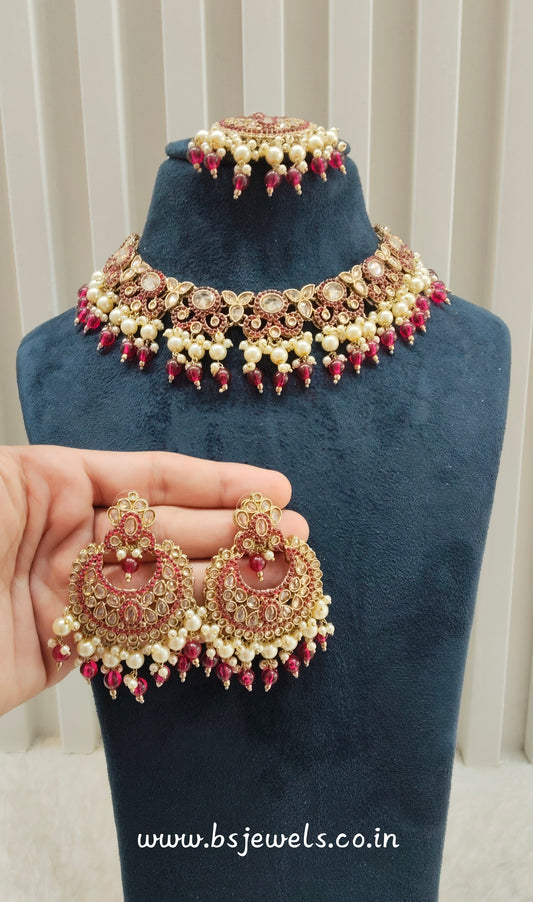 Majenta Antique Gold Necklace Jewellery Mangu Set