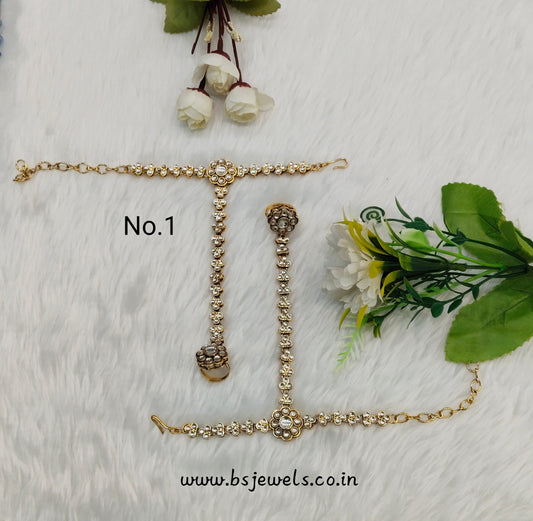 Hand Bracelets Gold Bridal Pair Finger Ring Panja Jewellery
