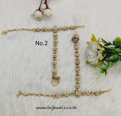 Hand Bracelets Gold Bridal Pair Finger Ring Panja Jewellery