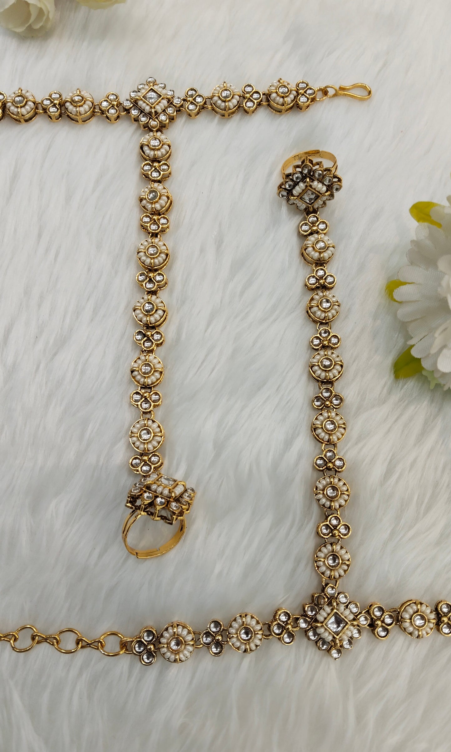 Hand Bracelets Gold Bridal Pair Finger Ring Panja Jewellery