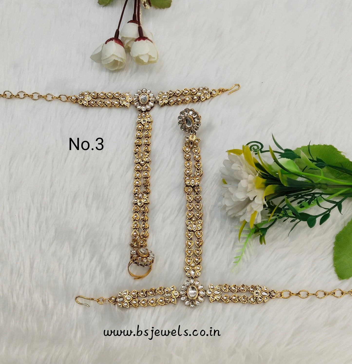 Hand Bracelets Gold Bridal Pair Finger Ring Panja Jewellery