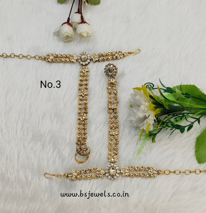 Hand Bracelets Gold Bridal Pair Finger Ring Panja Jewellery