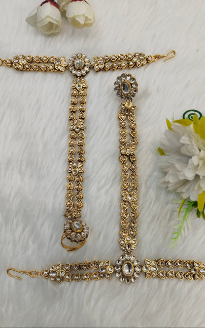 Hand Bracelets Gold Bridal Pair Finger Ring Panja Jewellery