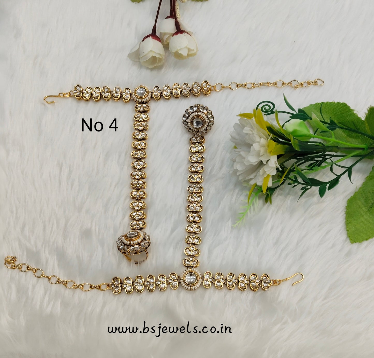 Hand Bracelets Gold Bridal Pair Finger Ring Panja Jewellery