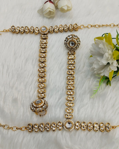 Hand Bracelets Gold Bridal Pair Finger Ring Panja Jewellery