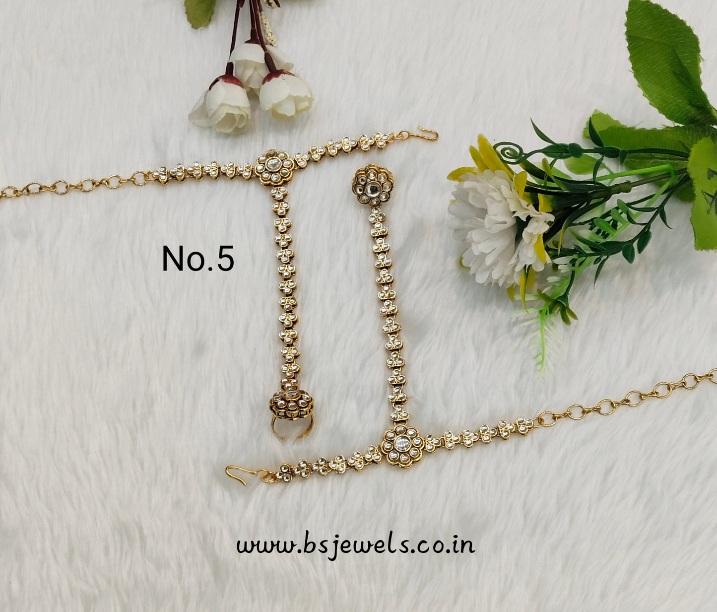 Hand Bracelets Gold Bridal Pair Finger Ring Panja Jewellery