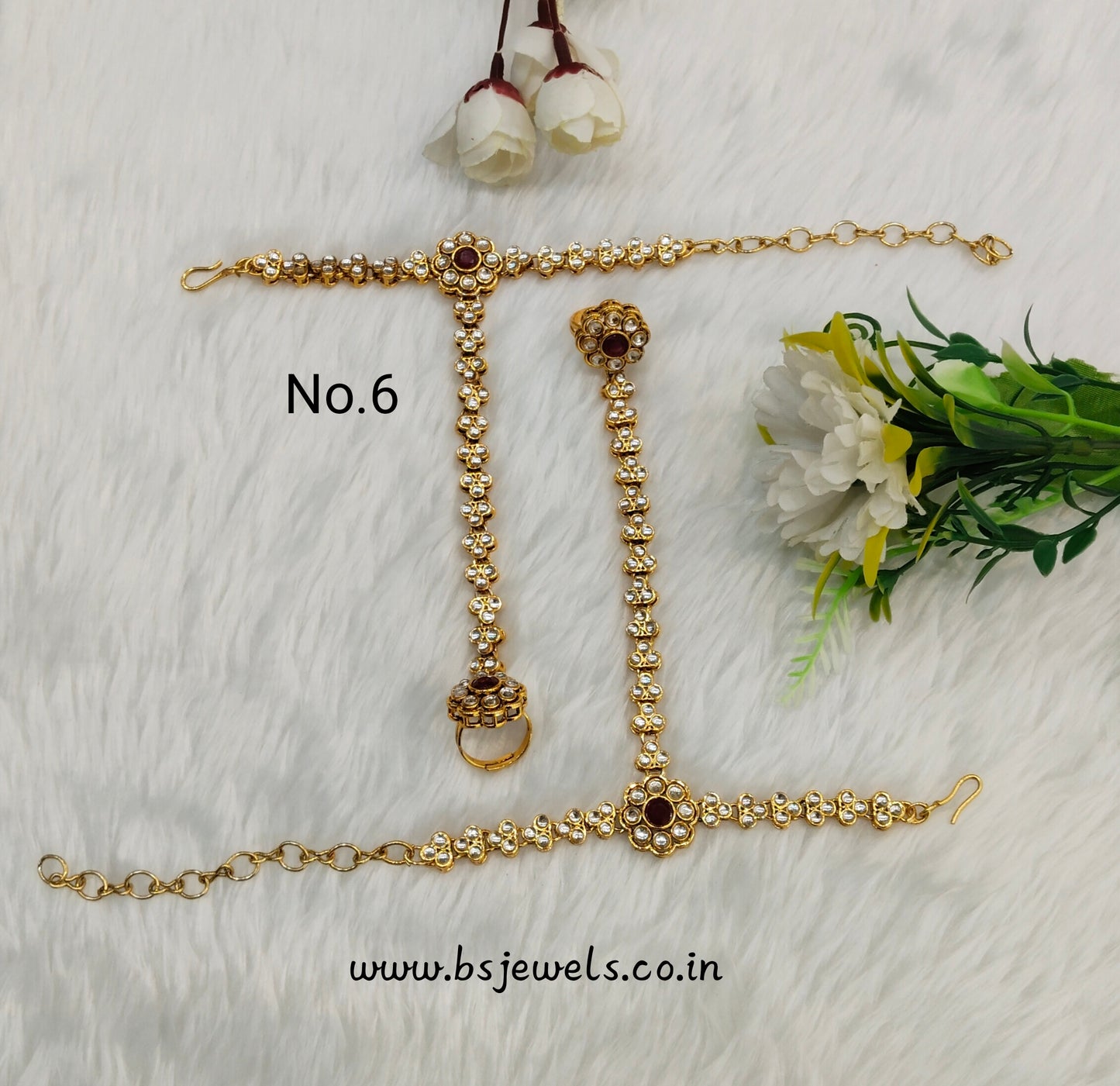 Hand Bracelets Gold Bridal Pair Finger Ring Panja Jewellery