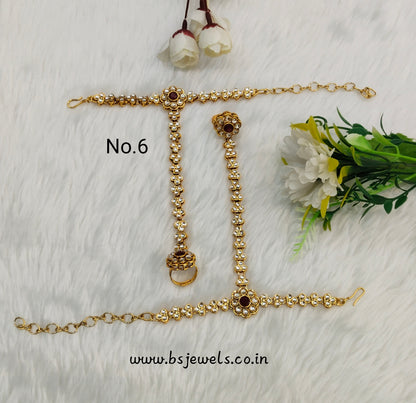 Hand Bracelets Gold Bridal Pair Finger Ring Panja Jewellery