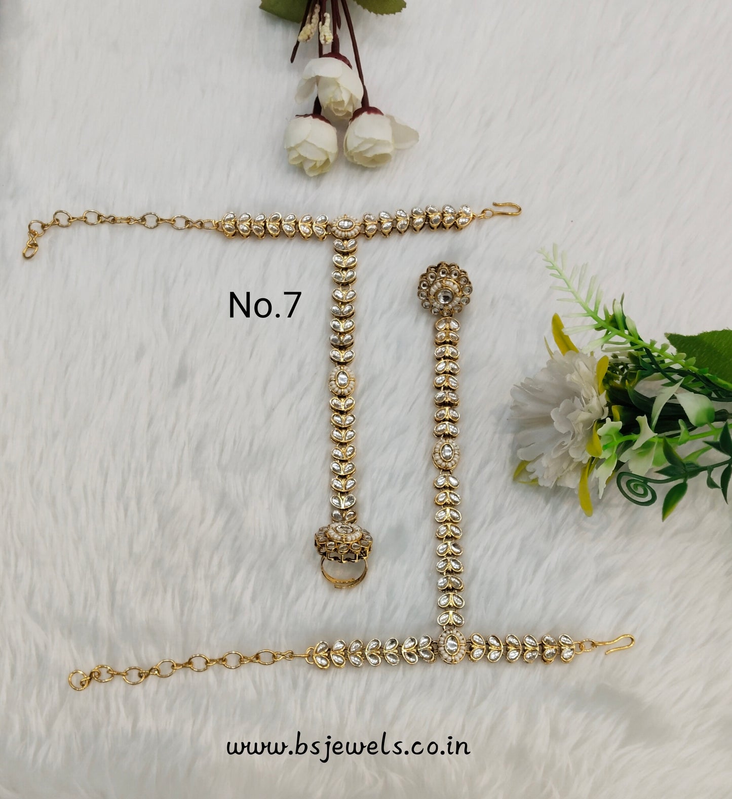 Hand Bracelets Gold Bridal Pair Finger Ring Panja Jewellery