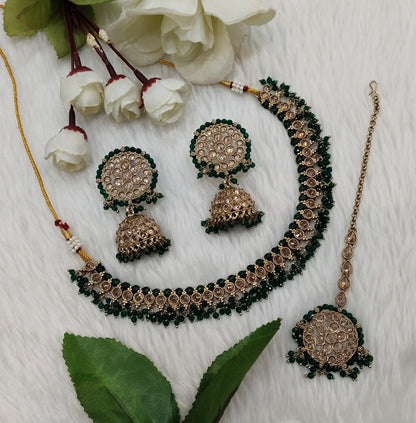 Green Antique Gold Necklace Jewellery Naman Set