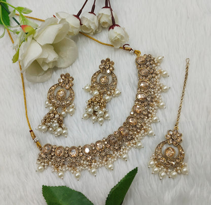Antique Gold Necklace Jewellery Nehal Set
