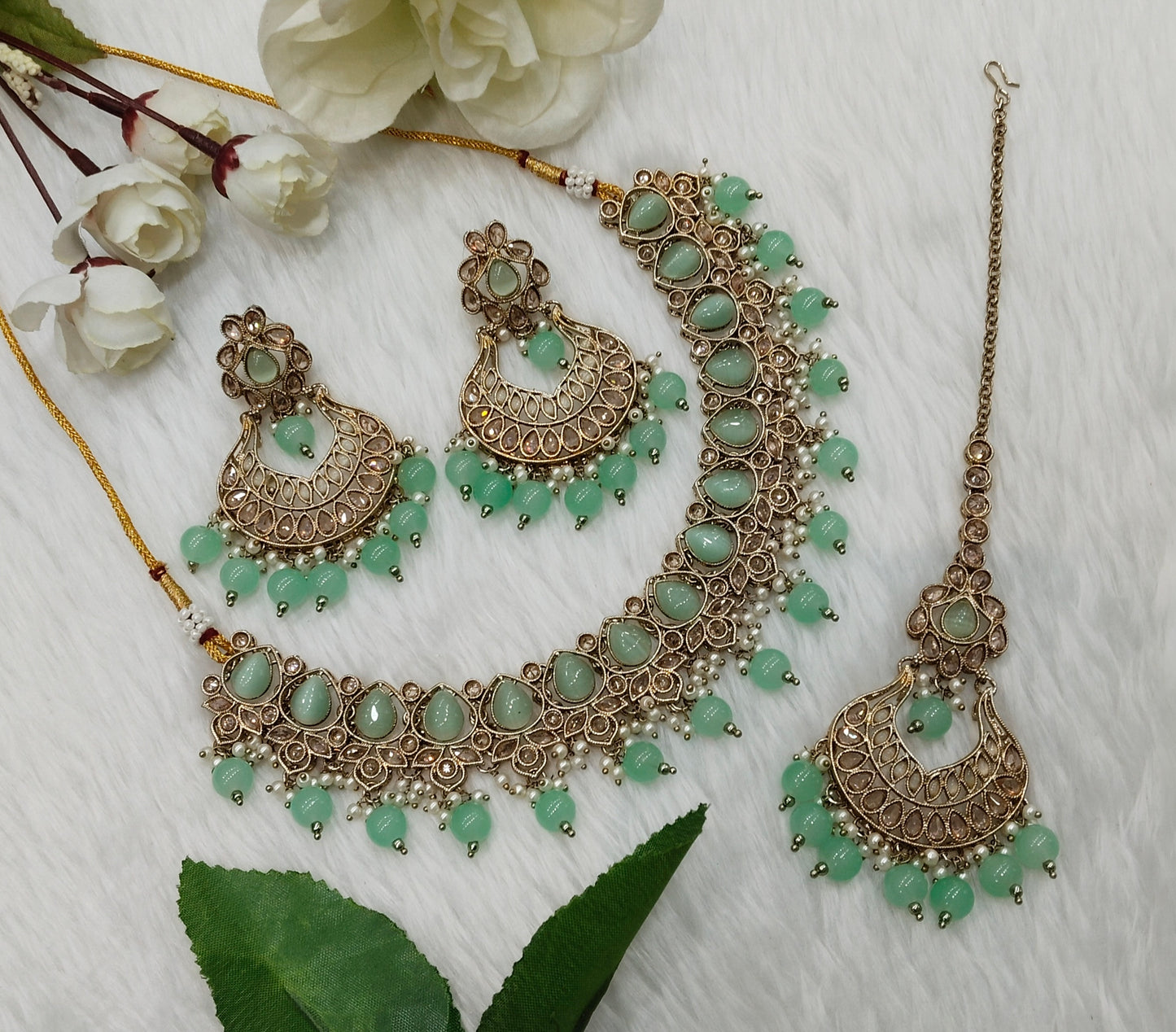 Pista Antique Gold Necklace Jewellery Arya Set